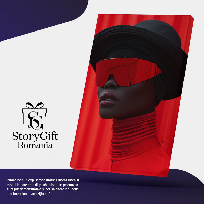Tablou Canvas Evadare Fashion a unui manechin stilat - Oază roșie prin ochelari de schi , Pictura Digitala 40x25CM [5]
