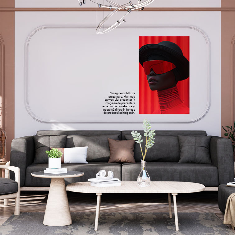 Tablou Canvas Evadare Fashion a unui manechin stilat - Oază roșie prin ochelari de schi , Pictura Digitala 40x25CM [2]