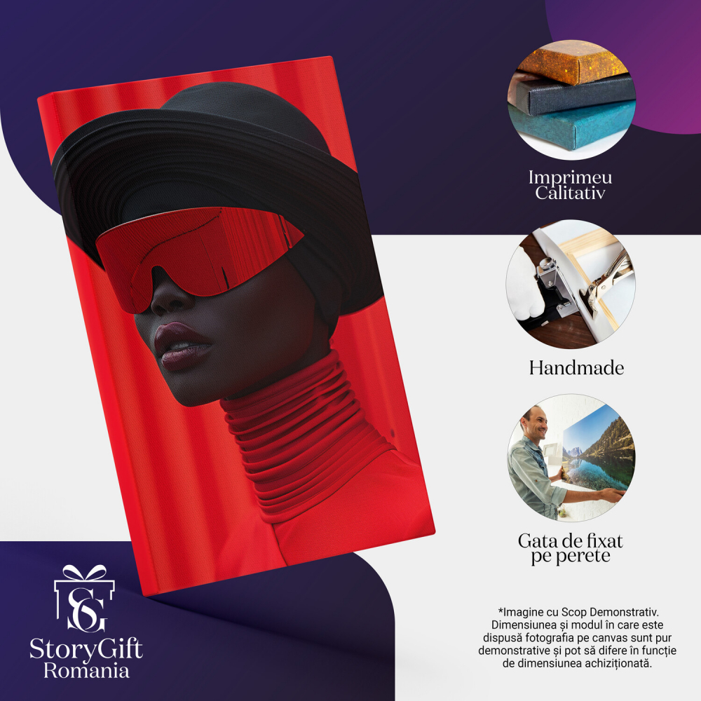 Tablou Canvas - Evadare Fashion a unui Manechin Stilat, Oaza Roșie prin Ochelari de Schi, Marime 40x25CM [2]