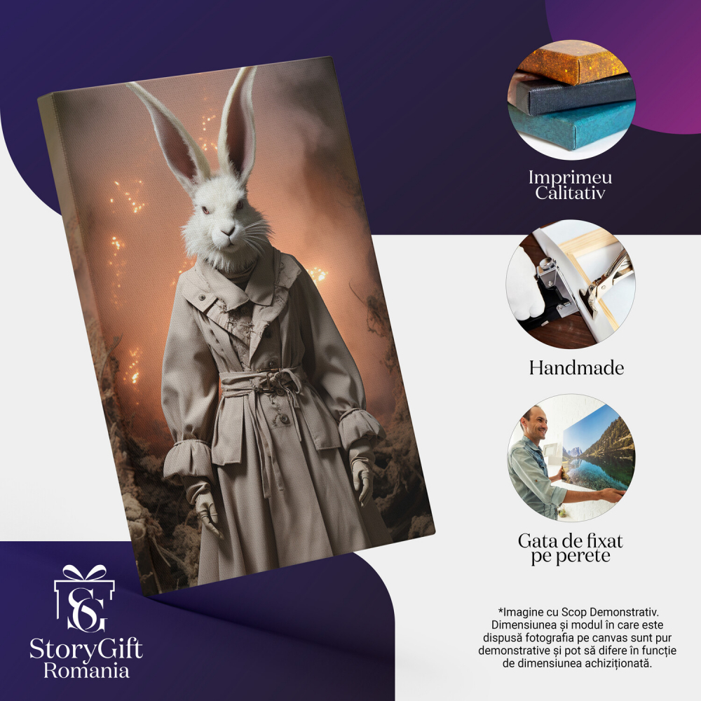 Tablou Canvas - Explozia Maiestoasă și Praful Electrizant - Iepure cu Urechi Lungi Elegant, Marime 40x25CM [2]