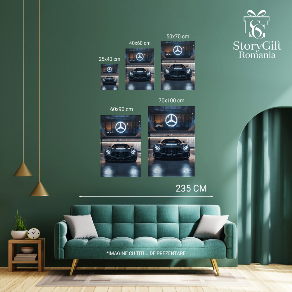 Impressive Grey Mercedes AMG - Automotive Art in Digital Form, Marime 40x25CM [4]