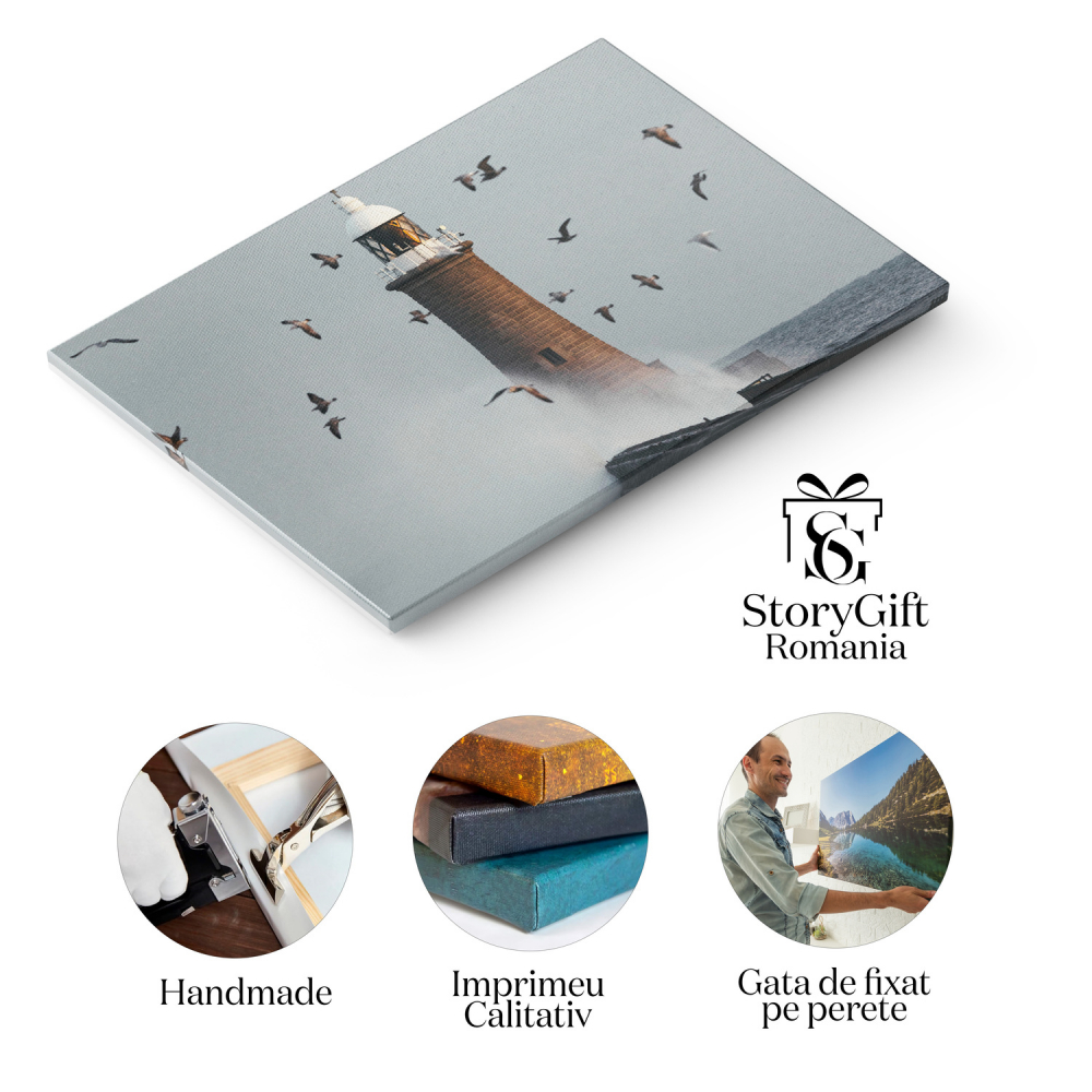 Tablou Canvas: Farul și Valurile - Forța Naturii, Marime 40x25CM [2]