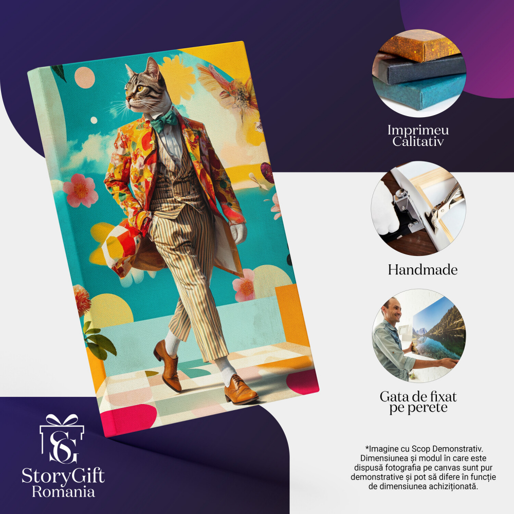 Fashion Modern cu Compleu în Dungi și Papion Verde ColoratMarime 40x25CM [4]