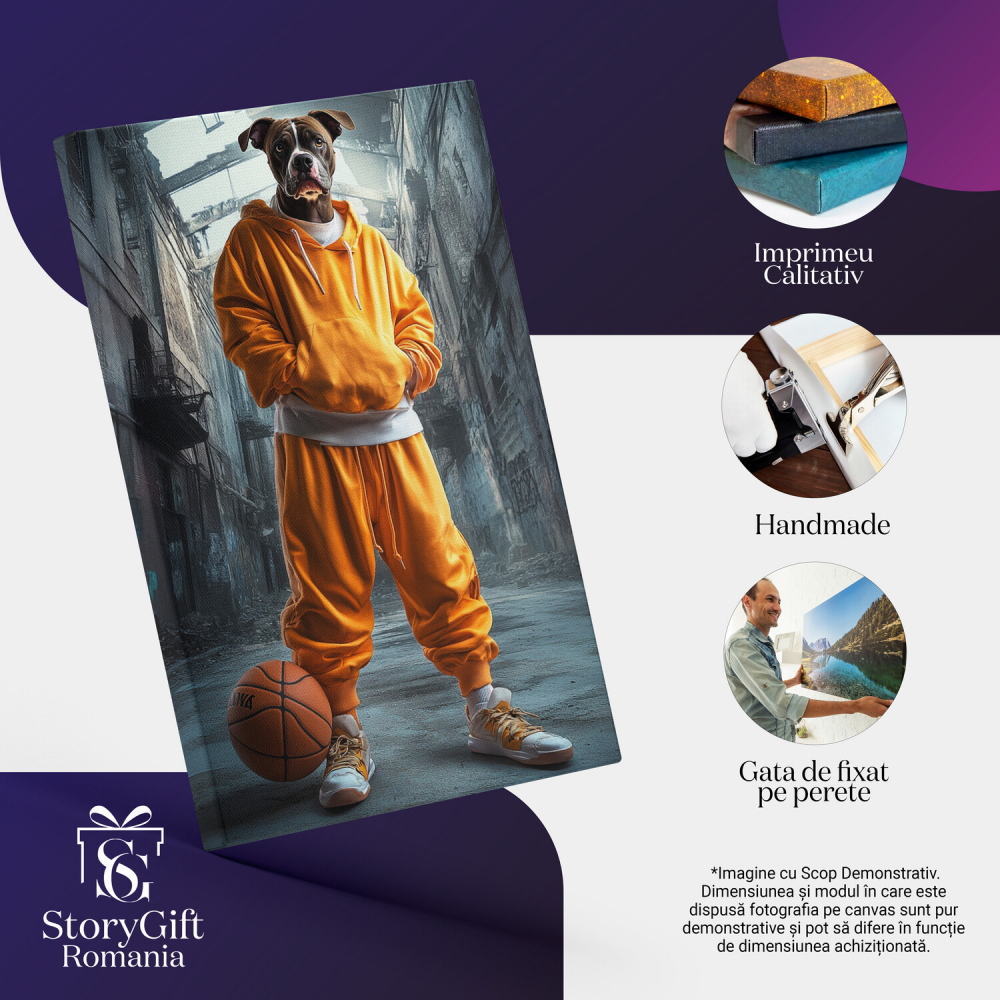  Tablou Canvas Personalizat Fashion Stradal Cu Tricou Alb Și Minge De BaschetMarime 40x25CM [4]
