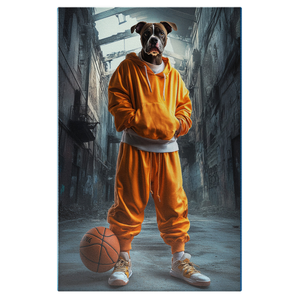  Tablou Canvas Personalizat Fashion Stradal Cu Tricou Alb Și Minge De BaschetMarime 40x25CM [1]