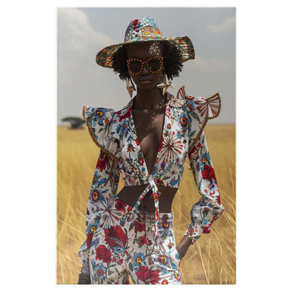 Femeie Fashion cu Ochelari de Soare și Cercei cu Stelute - Pictură Digitală, Marime 40x25CM [1]