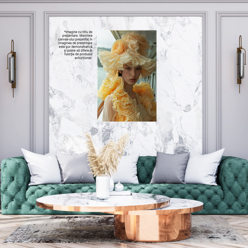 Fata Învăluită în Galben cu Palarie Voluminoasă - Pictură Digitală, Marime 40x25CM [3]