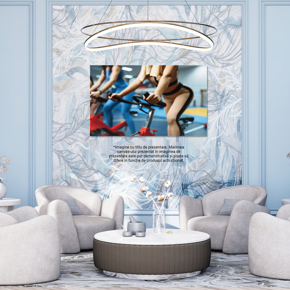 Femei Sportive pe Biciclete Staționare în Sala de Fitness, Marime 40x25CM [3]