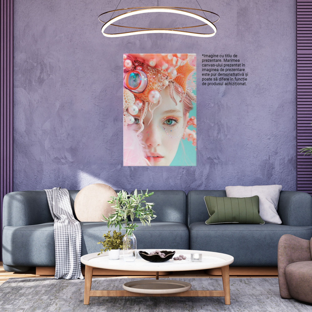 Tablou Canvas Femeie cu Machiaj Glamour și Palarie cu Tentacule de Caracatiță | Artă Digitală, Marime 40x25CM [3]