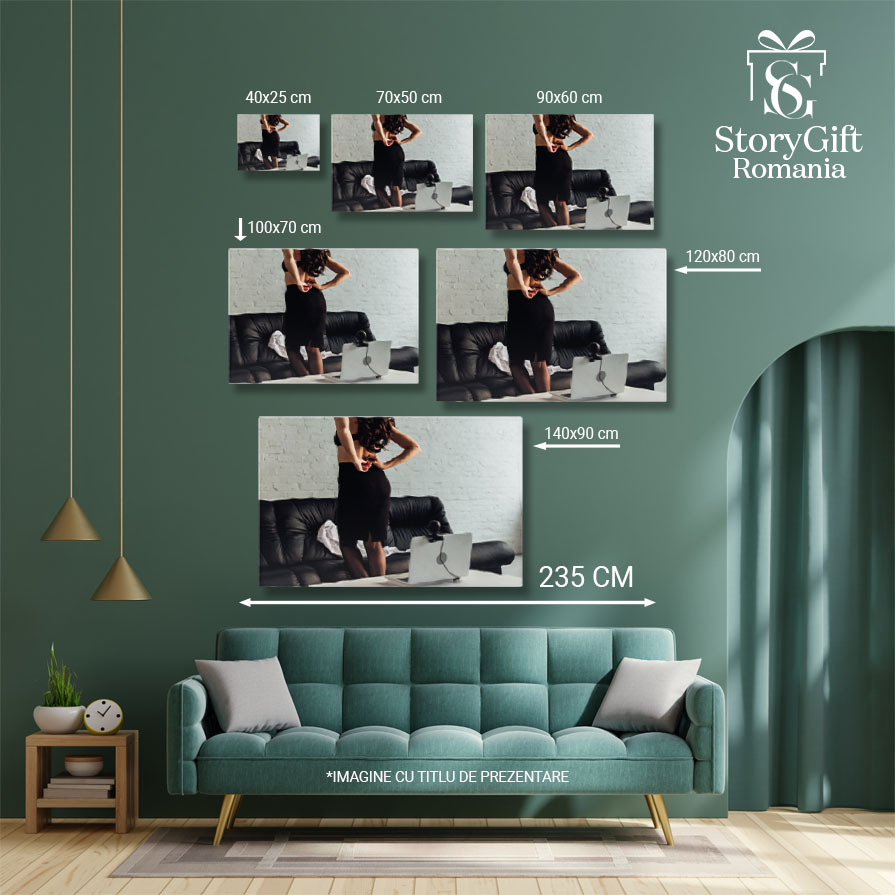 Tablou Canvas Femeia Sexy Care Iti Da Fustele Jos in Fata Ferestrei atragatoare, vedere din spate, frumoasa, sutien negru, fusta, fereastra, intimitate 1528 40x25CM [5]