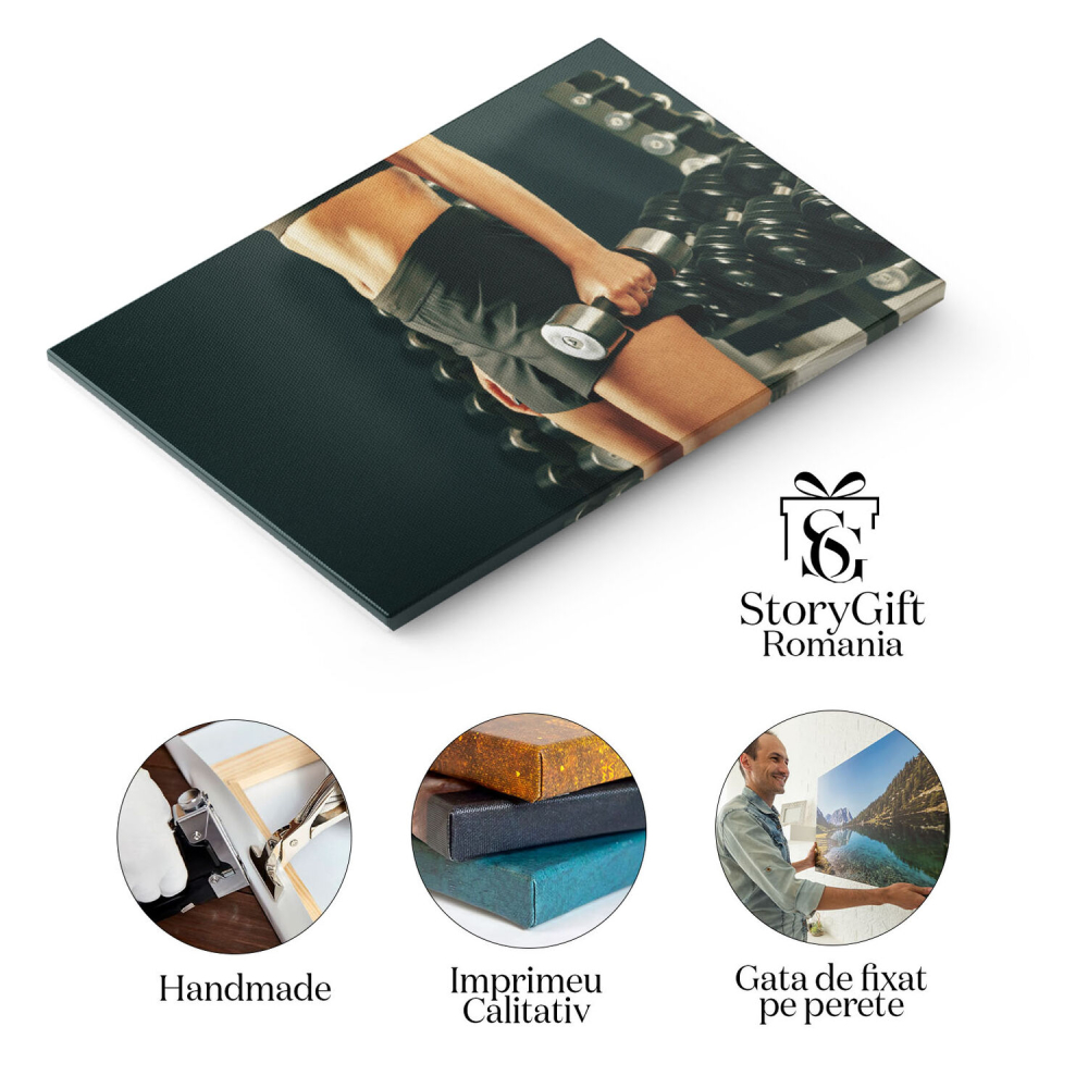 Tablou Canvas - Femeie atletica: forta, frumusete si disciplina la sala de sport 40x25CM [2]