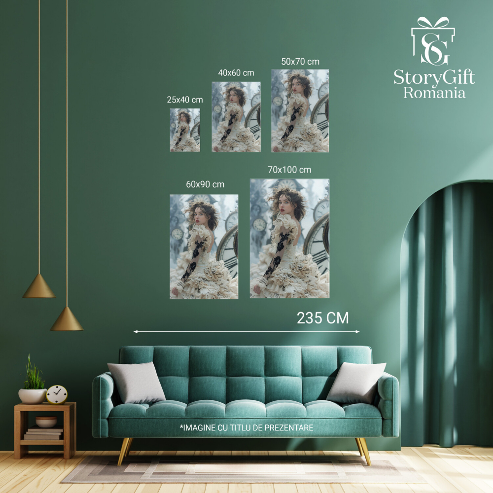 Femeie Eleganta în Fața Timpului - Pictură Digitală în Stilul Vremurilor Apuse, Marime 40x25CM [4]