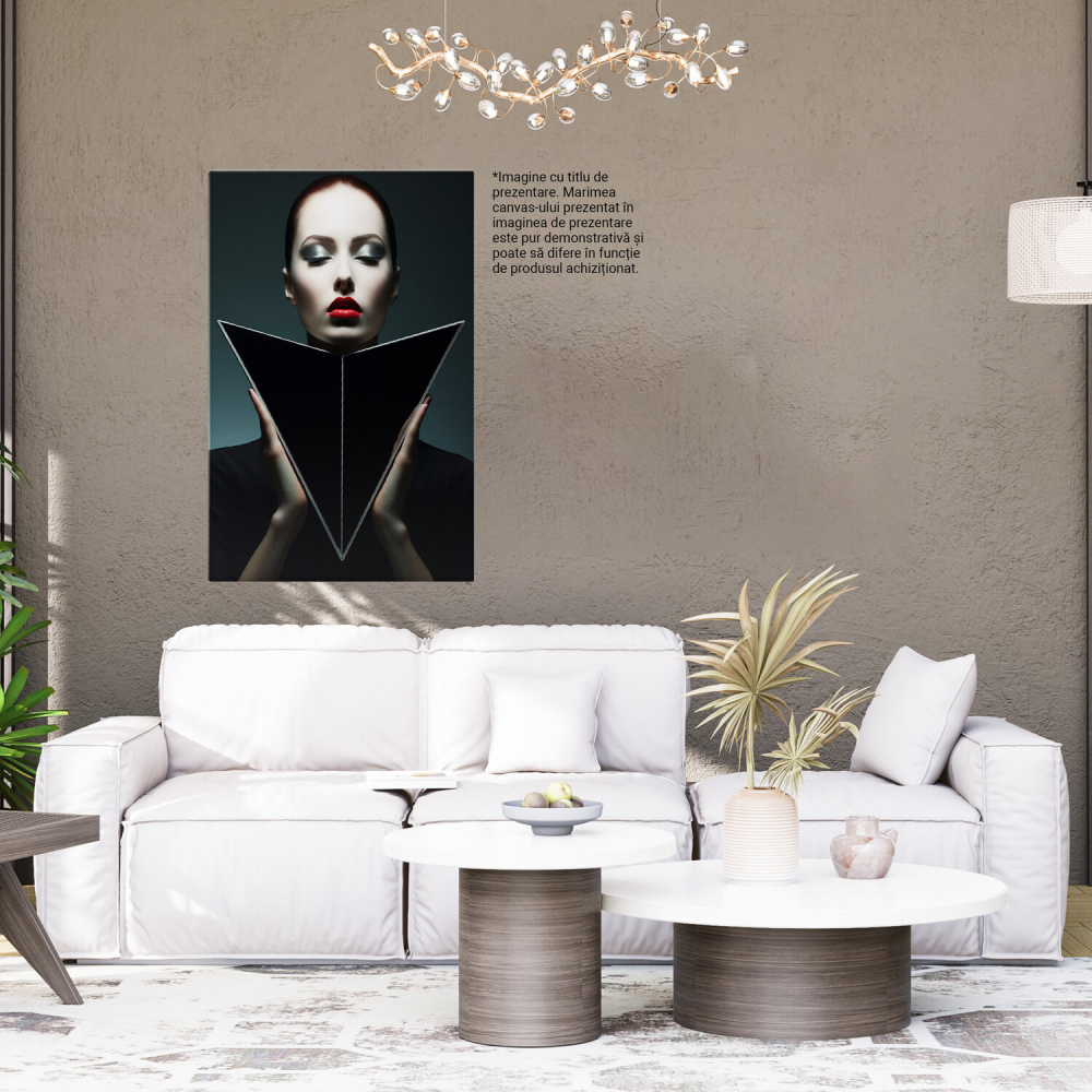 Femeie cu Chip Alb și Buze Roșii, Pictură Digitală Artistică, Marime 40x25CM [4]