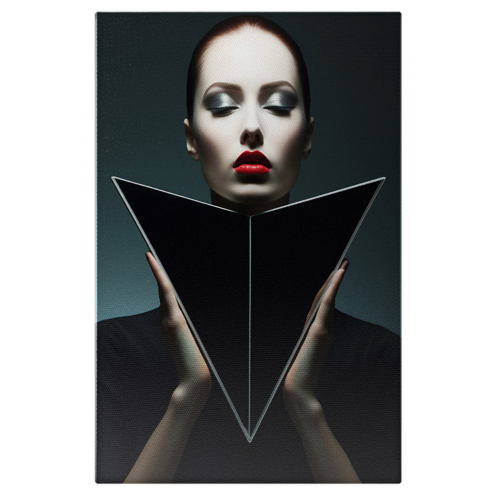 Femeie cu Chip Alb și Buze Roșii, Pictură Digitală Artistică, Marime 40x25CM [1]