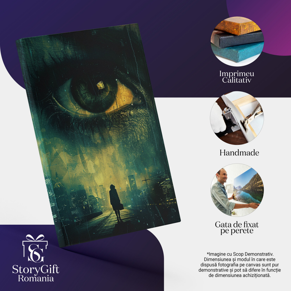 Femeie cu Geantă pe Pod - Privind către Ochiul Trist, Marime 40x25CM [2]