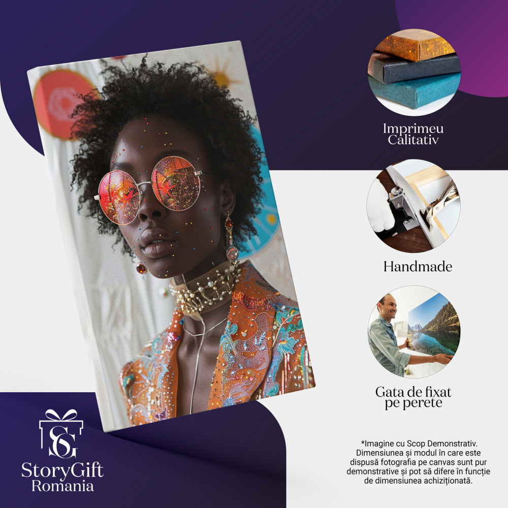 stil modern, decor elegant, portret feminin, artă contemporană, rafinament, fashionista, decor cu temă de modă, accesoriu de lux, Marime 40x25CM [2]