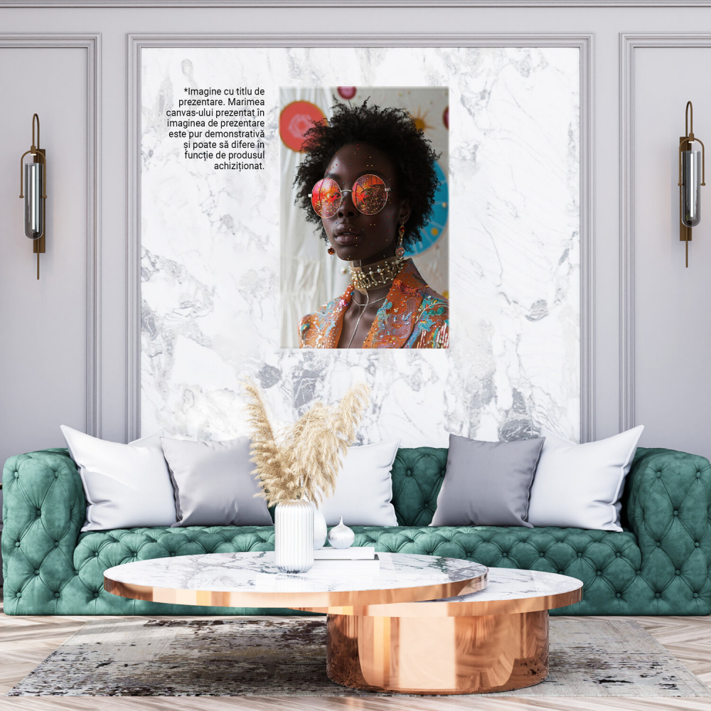 stil modern, decor elegant, portret feminin, artă contemporană, rafinament, fashionista, decor cu temă de modă, accesoriu de lux, Marime 40x25CM [3]