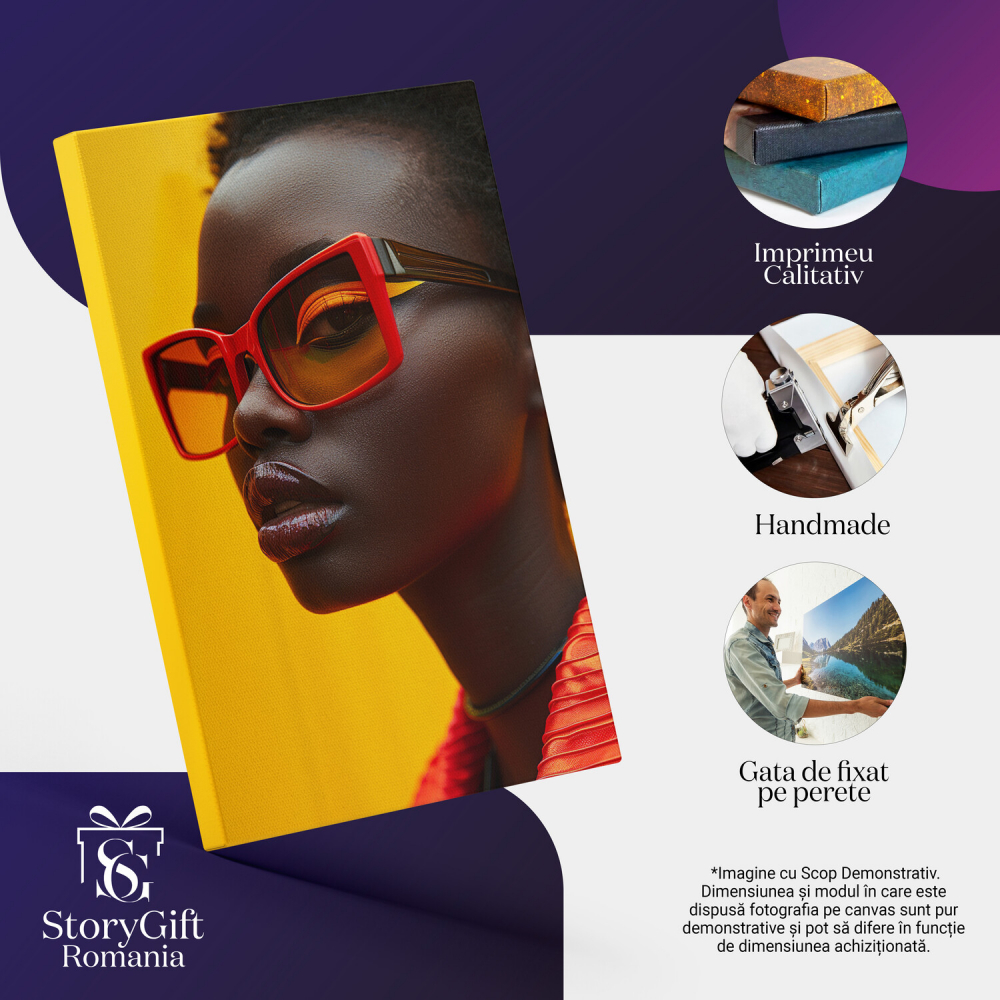 Femeie cu Piele de Ciocolată și Ochelari Portocalii, Marime 40x25CM [2]