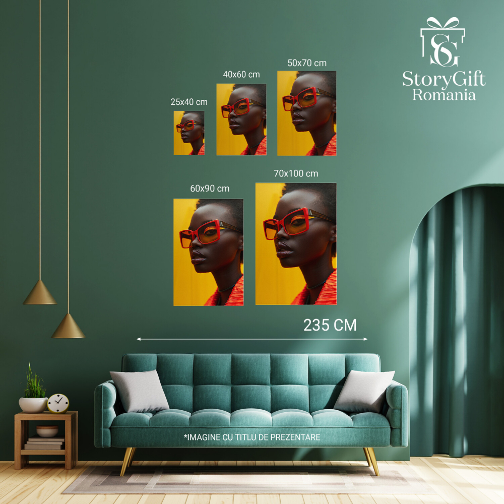 Femeie cu Piele de Ciocolată și Ochelari Portocalii, Marime 40x25CM [4]
