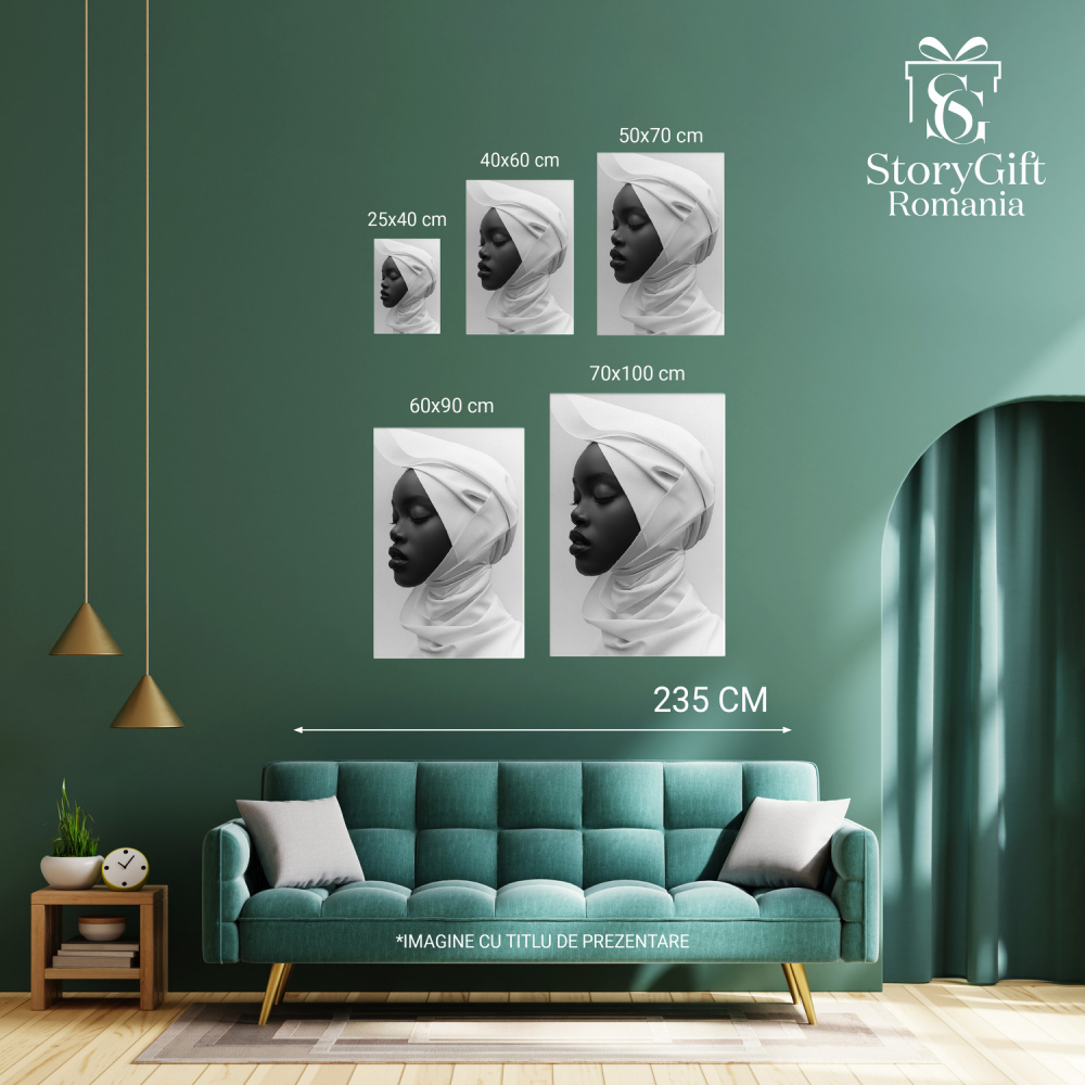 Femeie Îmbrăcată în Alb cu Buze Mari și Ochii Închisi, Marime 40x25CM [4]