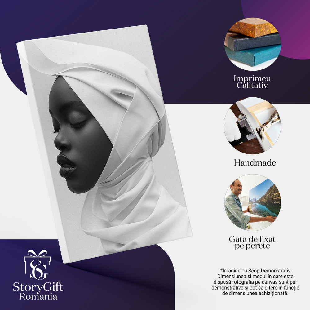 Femeie Îmbrăcată în Alb cu Buze Mari și Ochii Închisi, Marime 40x25CM [2]