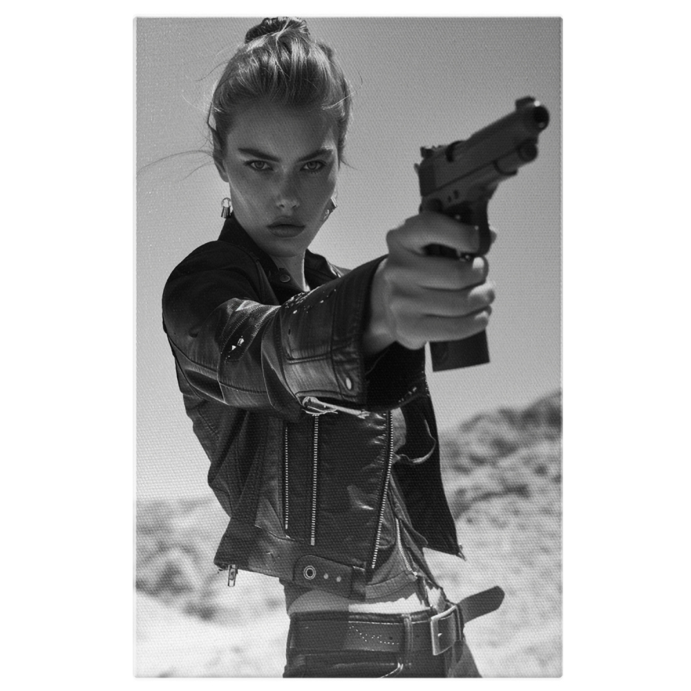 Femeie Periculoasă cu Pistol - Tablou Canvas, Marime 40x25CM [1]
