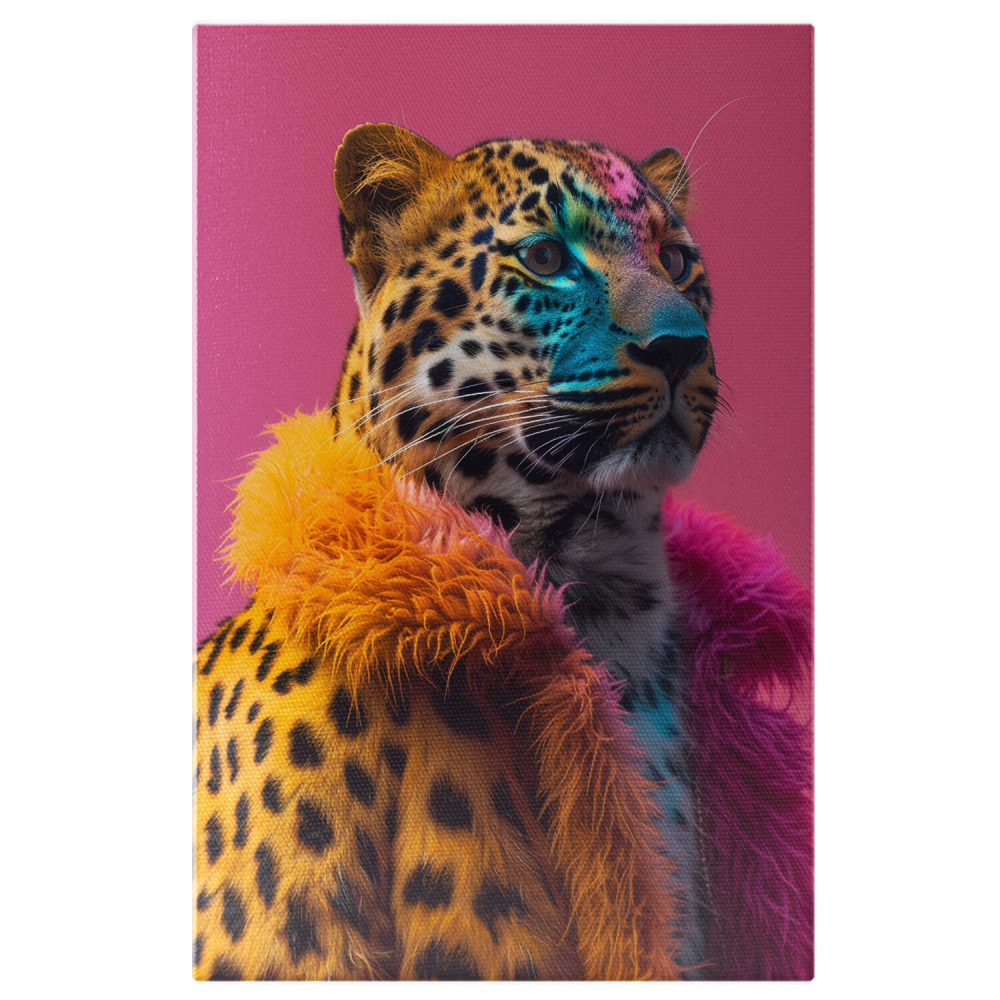 Femela Leopard Personificată în Blană cu Puf Colorat - Pictură Digitală, Marime 40x25CM [1]