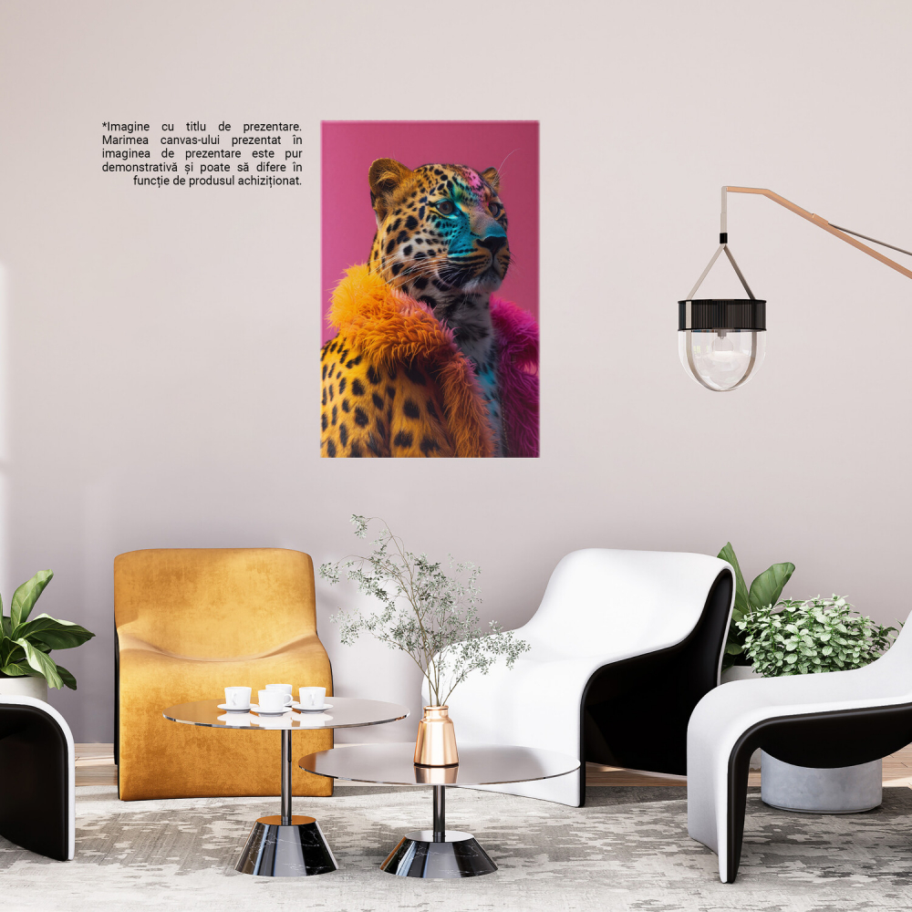 Femela Leopard Personificată în Blană cu Puf Colorat - Pictură Digitală, Marime 40x25CM [3]