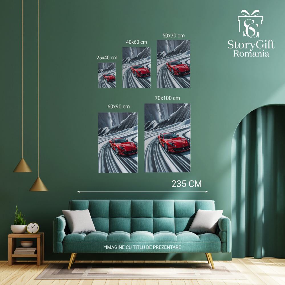 Ferrari Roșu pe Munte - Tablou Canvas, Marime 40x25CM [4]