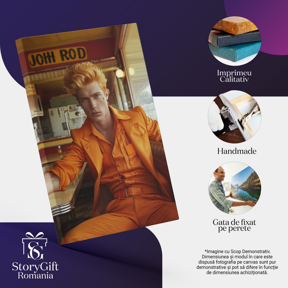 Bărbat Roșcat în Portocaliu - Pictură Digitală într-un Restaurant American, Marime 40x25CM [2]