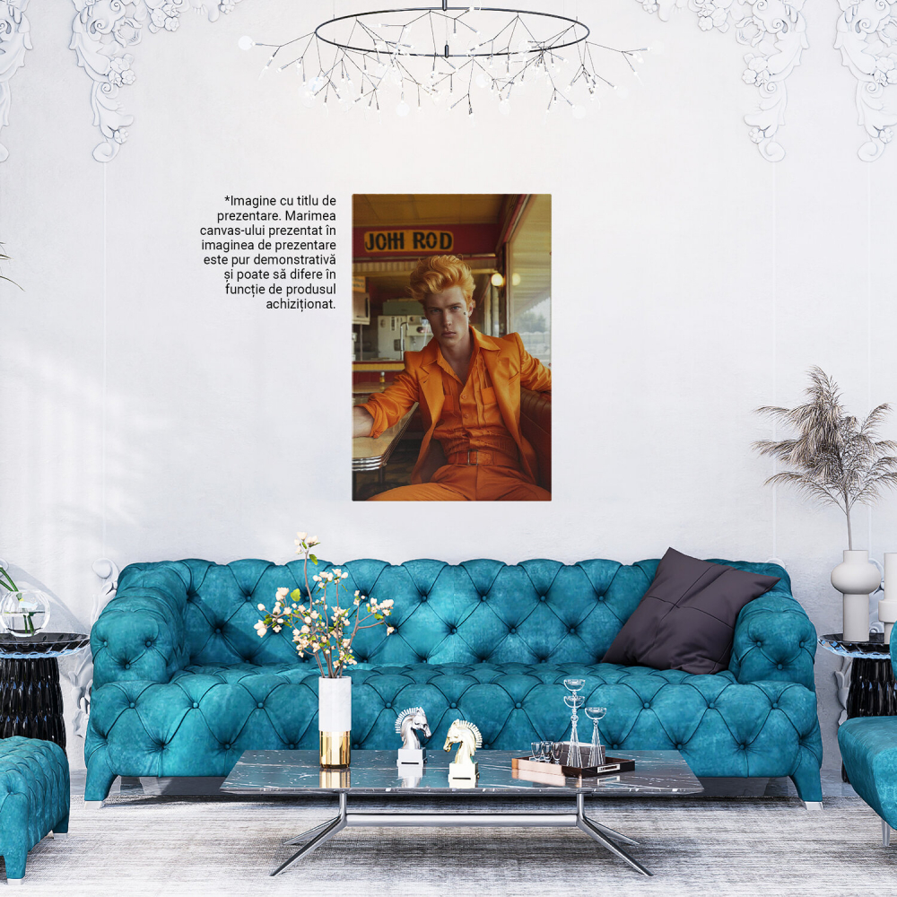 Bărbat Roșcat în Portocaliu - Pictură Digitală într-un Restaurant American, Marime 40x25CM [4]