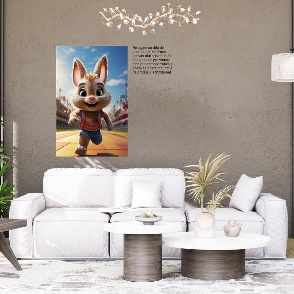 Fetița Iepuraș cu Ochii Fardați Alergând pe Pista - Pictură Digitală, Marime 40x25CM [4]