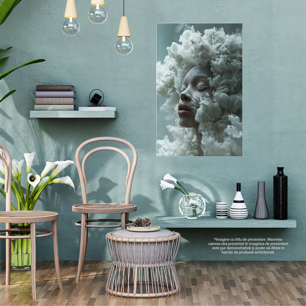 Figura Feminină Ieșind din Fumul Alb - Pictură Digitală Abstractă, Marime 40x25CM [2]