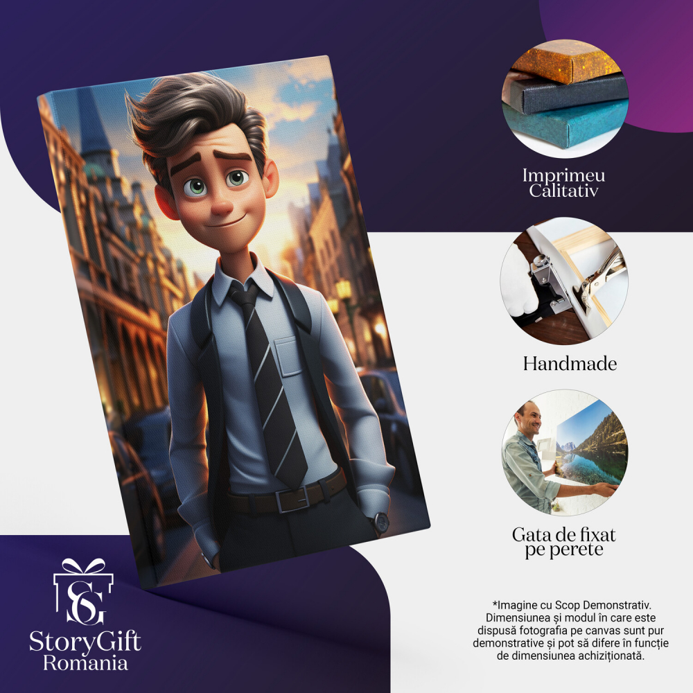 Figurina de Animație - Băiat în Sacou Fără Mâneci, Desen Animat, Accesoriu de Modă - Pictură Digitală, Marime 40x25CM [2]