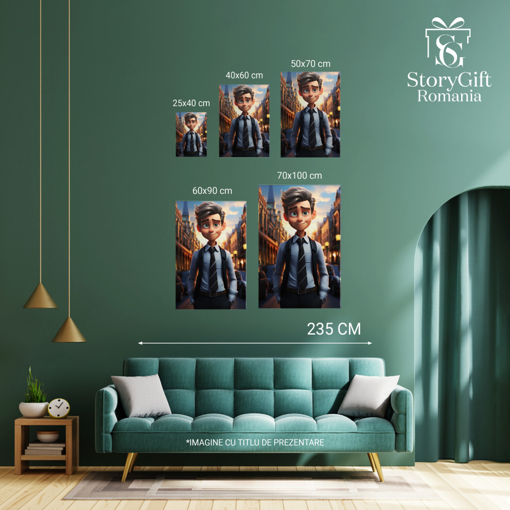 Figurina de Animație - Băiat în Sacou Fără Mâneci, Desen Animat, Accesoriu de Modă - Pictură Digitală, Marime 40x25CM [3]