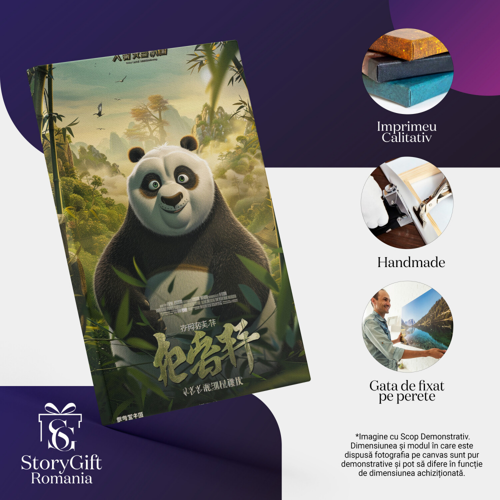 Urs Panda Bucuros în Natură - Tablou Canvas Kung Fu Panda, Marime 40x25CM [2]