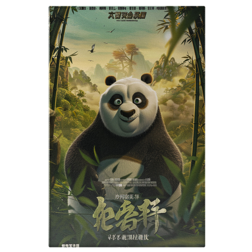 Urs Panda Bucuros în Natură - Tablou Canvas Kung Fu Panda, Marime 40x25CM [1]