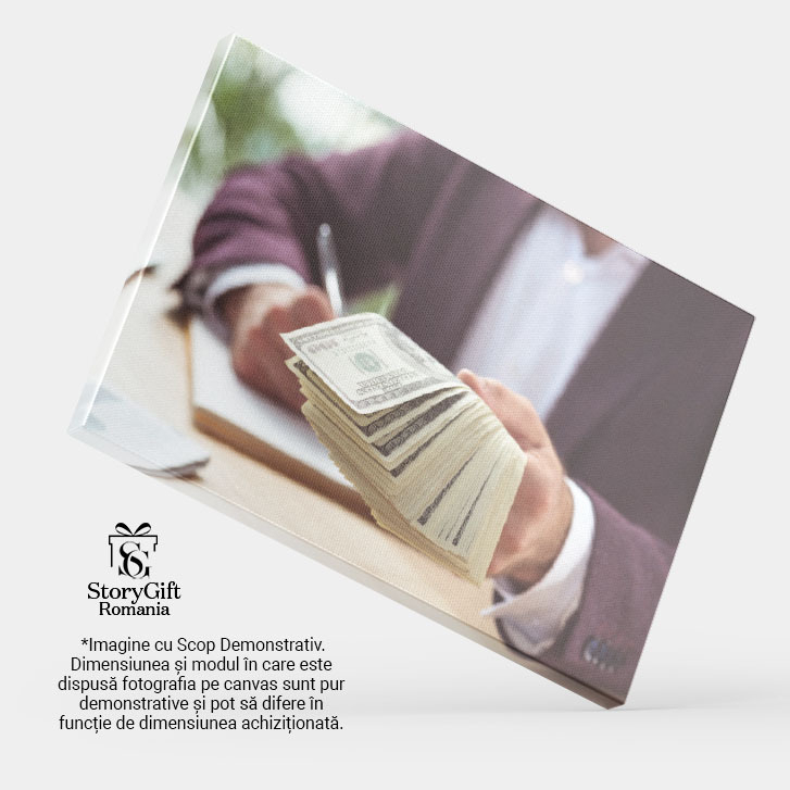 Tablou Canvas, Finante in mainile omului de afaceri, succes, banking, cash 40x25CM [4]