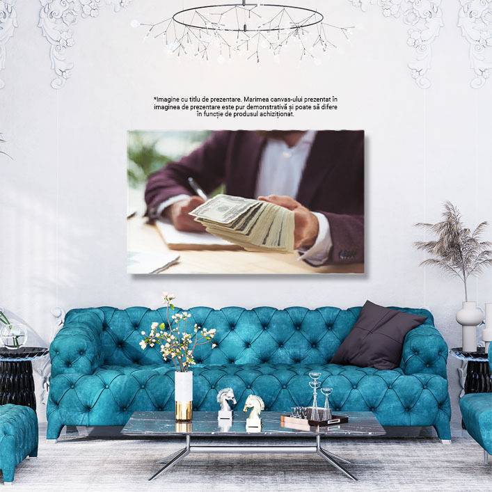Tablou Canvas, Finante in mainile omului de afaceri, succes, banking, cash 40x25CM [3]