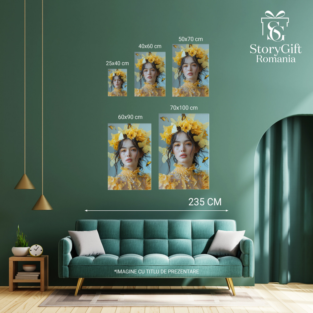 Flori și Fluturi - Feminitate în Nuanțe Vii de Galben, Marime 40x25CM [4]