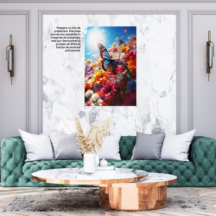 Tablou Canvas:  Fluture Așezat pe Flori- Natură Pictura Digitala 40x25CM [2]