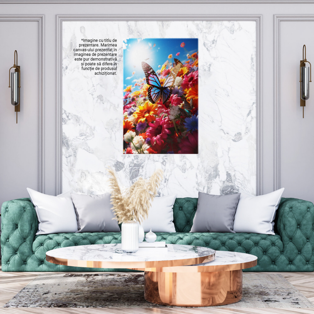 Fluture Așezat pe Flori - Artă Naturală - Pictură Digitală, Marime 40x25CM [4]