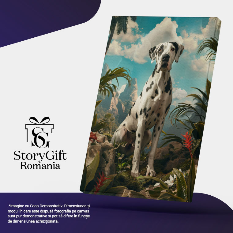 Tablou Canvas Forța Munților din Junglă și Dalmațianul ce Admiră în Liniște Frumusețea Vegetală , Pictura Digitala 40x25CM [5]