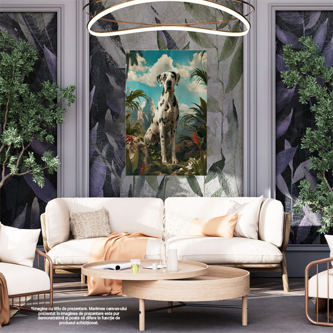 Tablou Canvas Forța Munților din Junglă și Dalmațianul ce Admiră în Liniște Frumusețea Vegetală , Pictura Digitala 40x25CM [2]