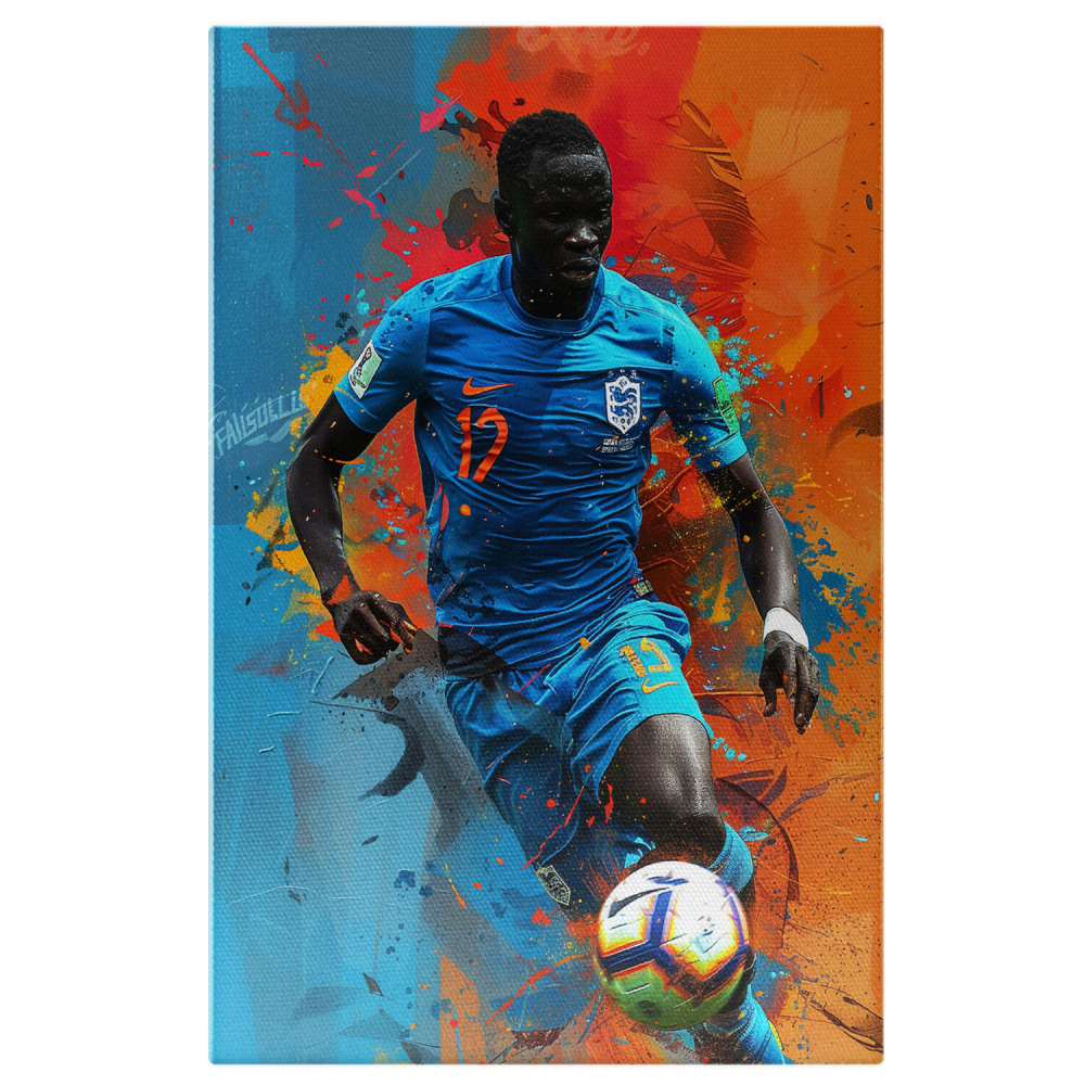 Fotbalist African cu Echipament Albastru și Mingea Albă, Marime 40x25CM [1]