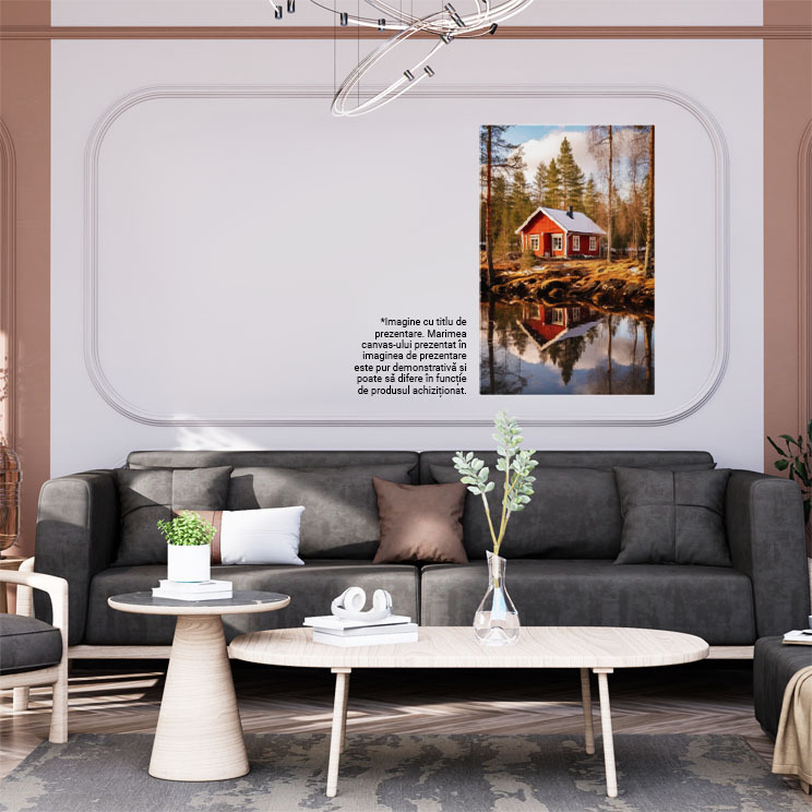 Tablou Canvas:  Fotografie cu o casuta dintr-un loc retras - apa padure primavara  Pictura Digitala 40x25CM [2]