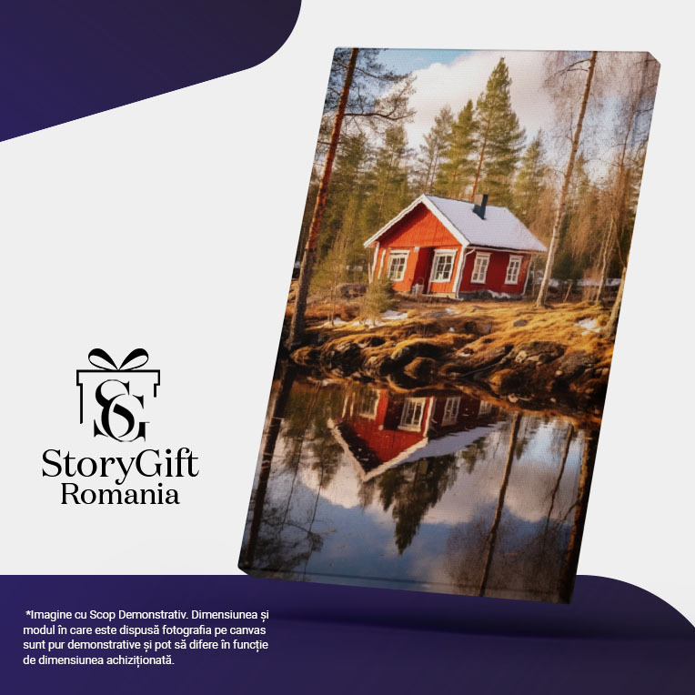 Tablou Canvas:  Fotografie cu o casuta dintr-un loc retras - apa padure primavara  Pictura Digitala 40x25CM [5]