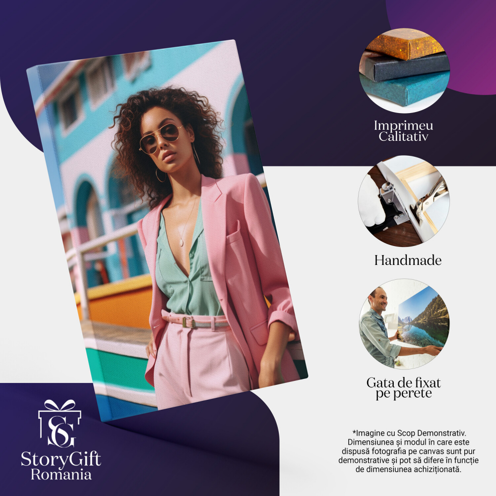 Tablou Canvas Latină Drăguță în Sacou | Artă Digitală Stilată, Marime 40x25CM [2]