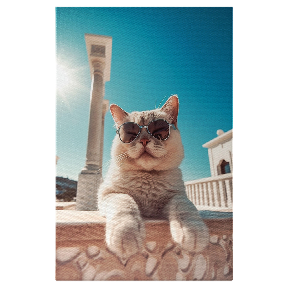 Pisicuță Blănoasă cu Ochelari de Soare - Pictură Digitală, Marime 40x25CM [1]