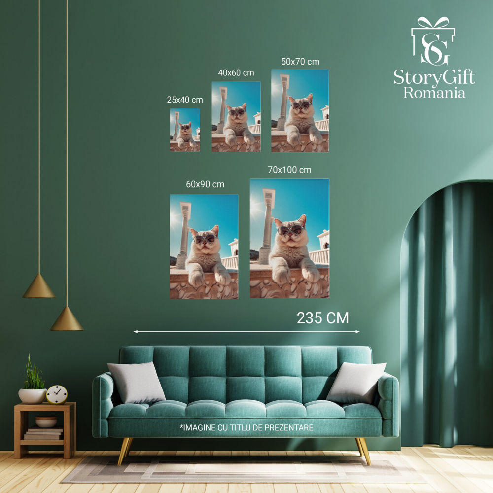 Pisicuță Blănoasă cu Ochelari de Soare - Pictură Digitală, Marime 40x25CM [3]